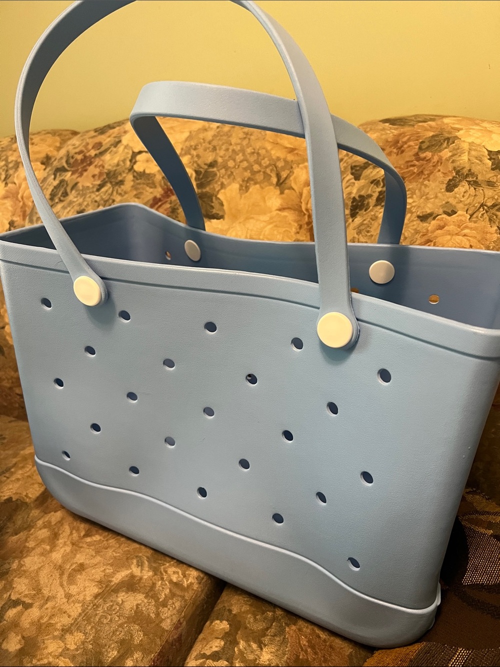 Light Blue Perforated Tote Bag with Comfortable Straps